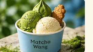 双球冰淇淋杯的AI概念视觉，非实拍
